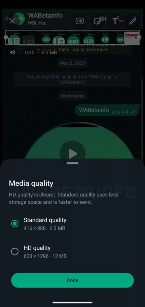 واتساپ قابلیت اشتراک‌گذاری ویدیوهای HD را آزمایش می‌کند